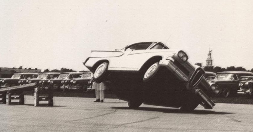 August 27, 1957 – Press event launches Edsel with stunt show