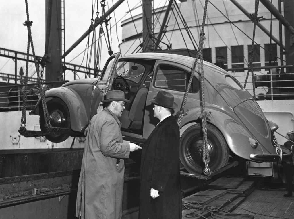 january 17 automotive history vw beetle lands in USA