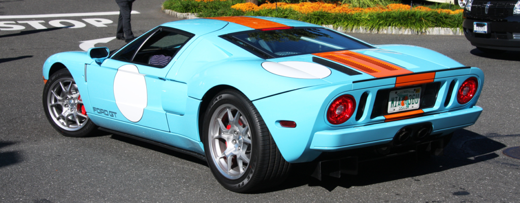 blue ford GT sports car